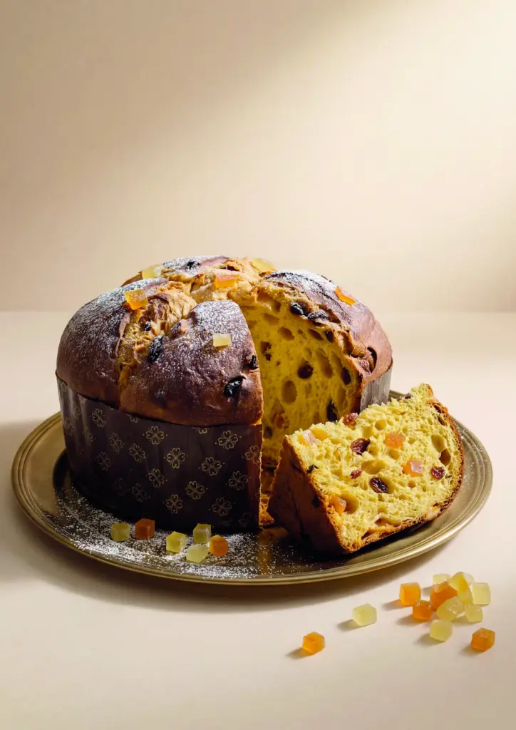 Panettone Classico Scarpato con arancia candita e uvetta, intero e tagliato