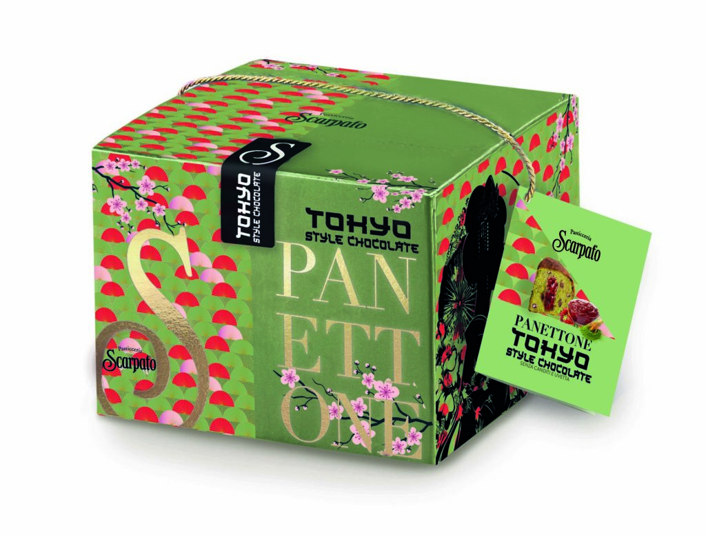 Panettone Tokyo style chocolate con tè matcha & fragola